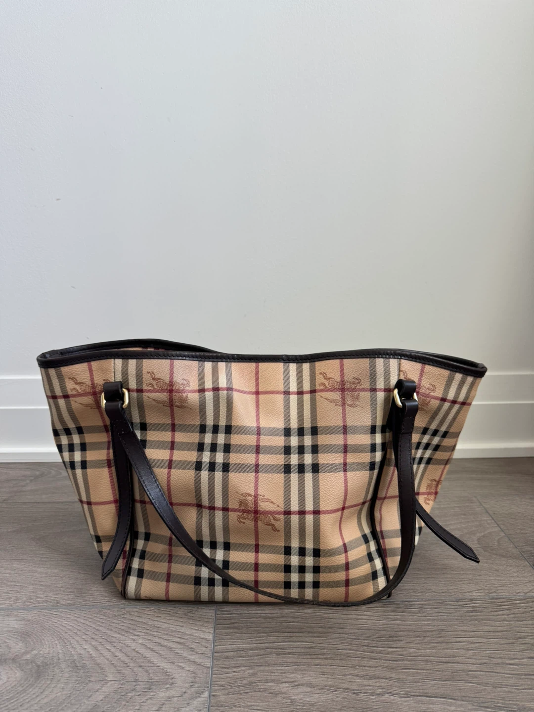 Burberry Haymarket Check Coated   Medium Tote Bag AUTHENTI