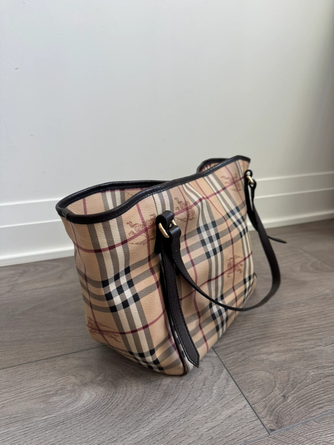 Burberry Haymarket Check Coated   Medium Tote Bag AUTHENTI - photo 3