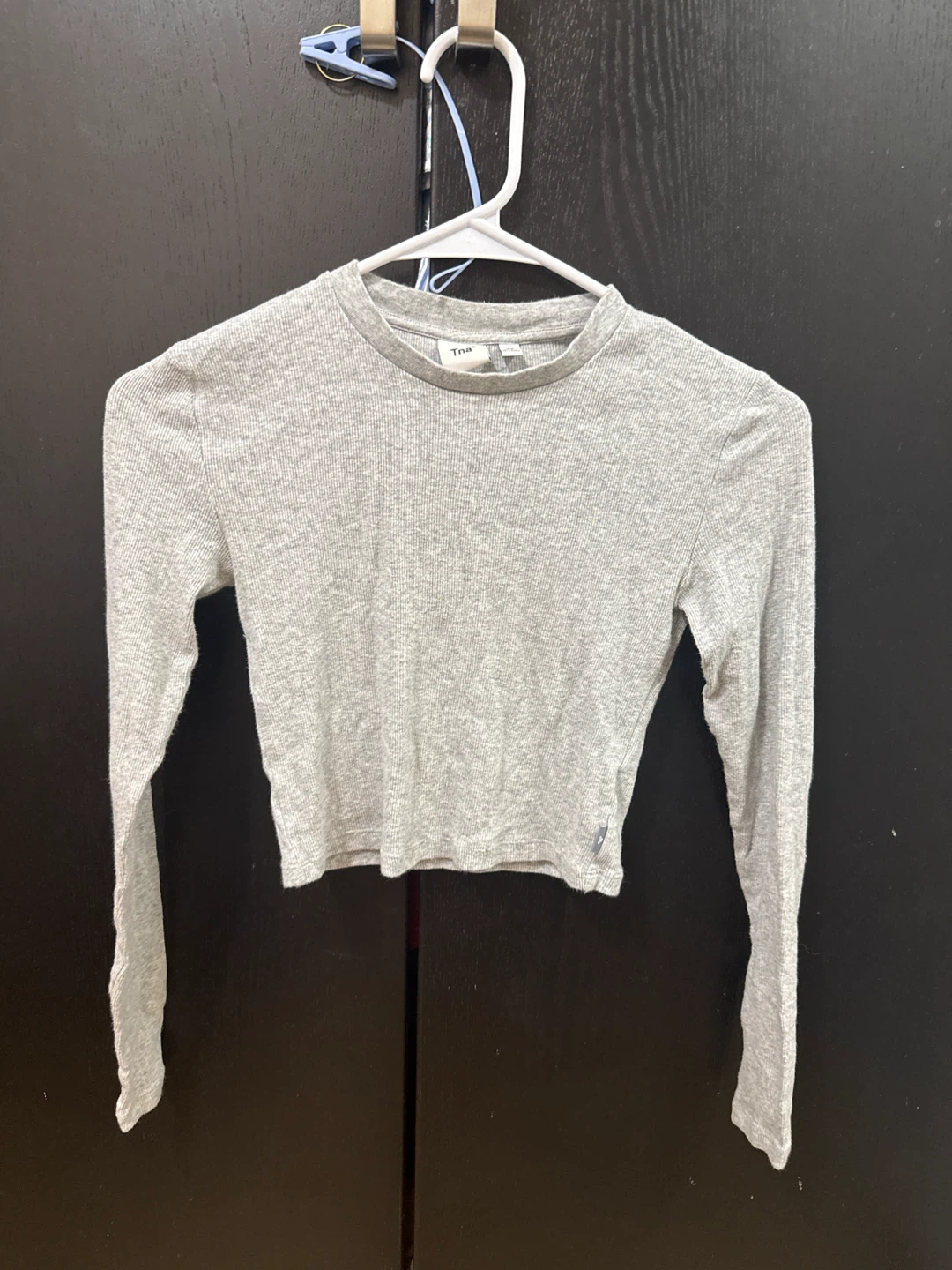Tna Grey Ribbed Long Sleeve Top XS