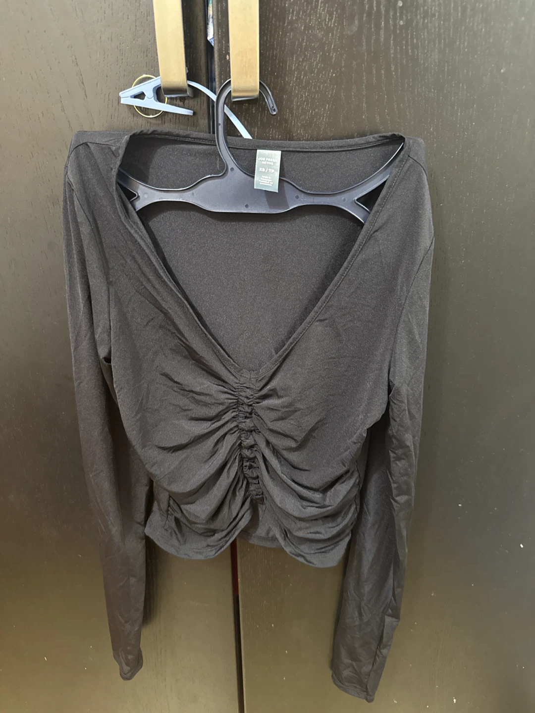 Joe Fresh Active Black Ruched Long Sleeve Top XS/TP - photo 2