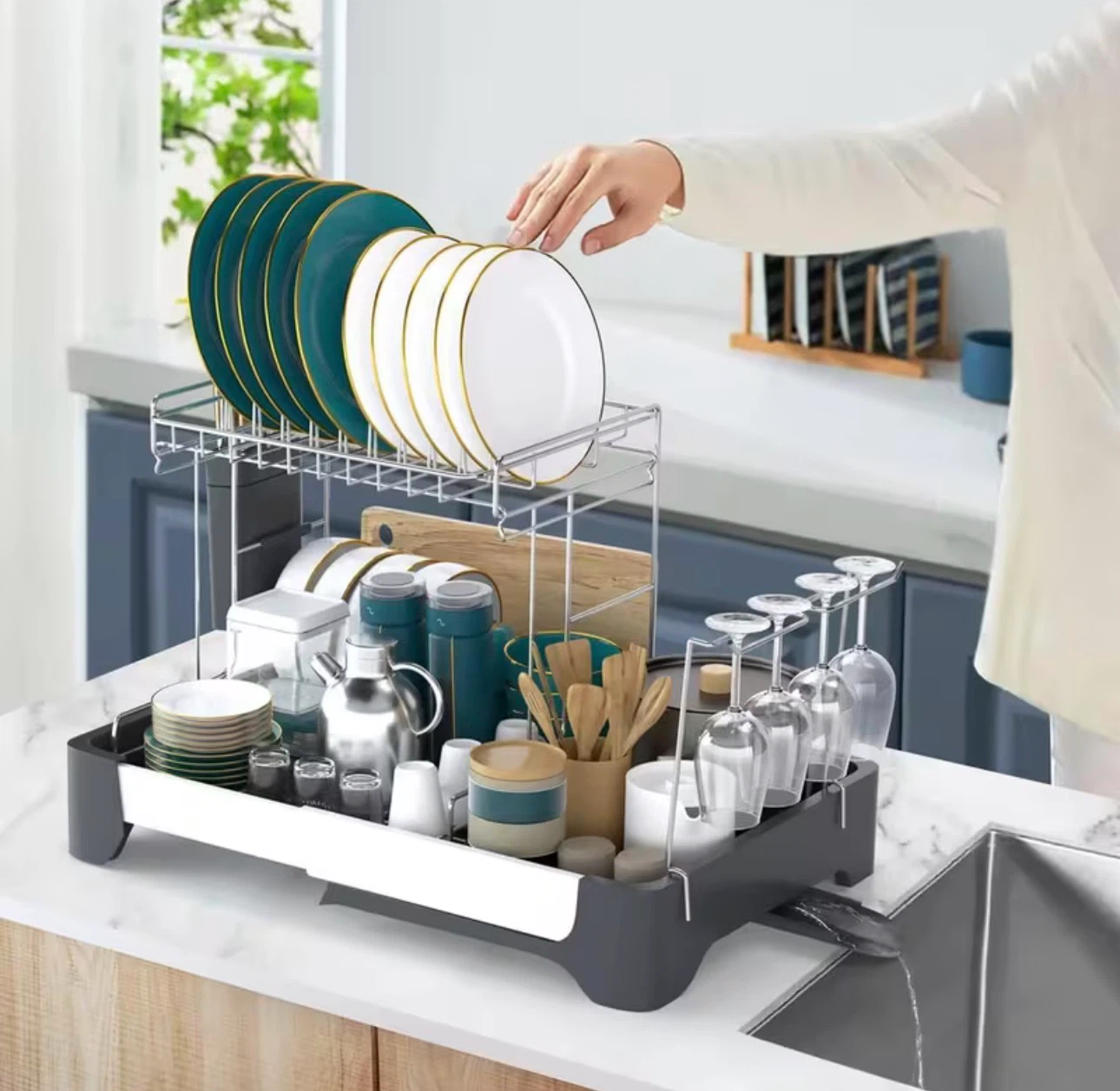 Expandable 2-Tier Dish Rack (BRAND NEW IN BOX)