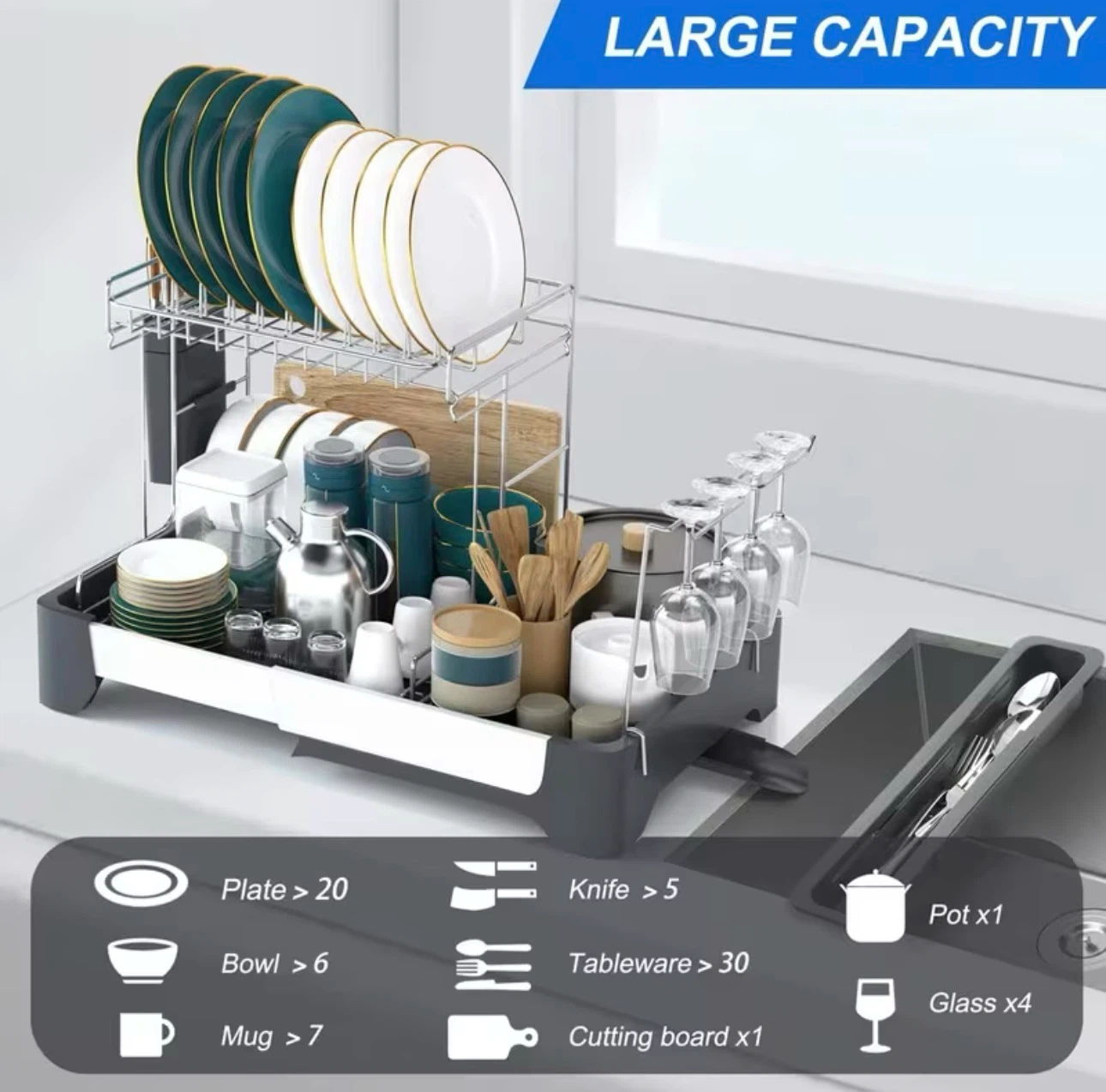 Expandable 2-Tier Dish Rack (BRAND NEW IN BOX) - photo 4