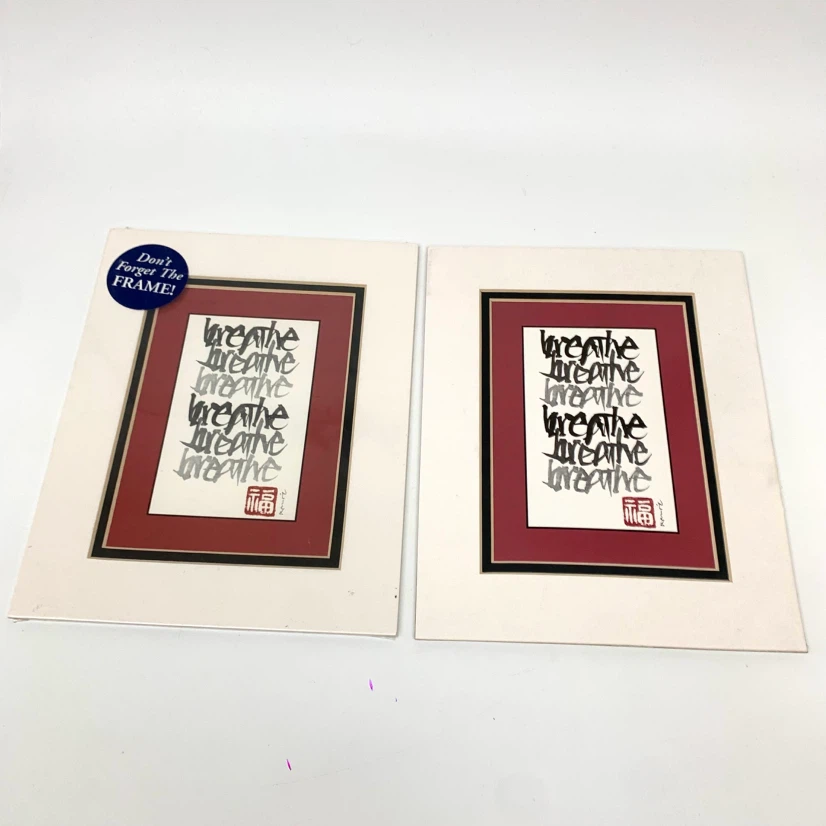 Framed "Breathe" Calligraphy Art Print