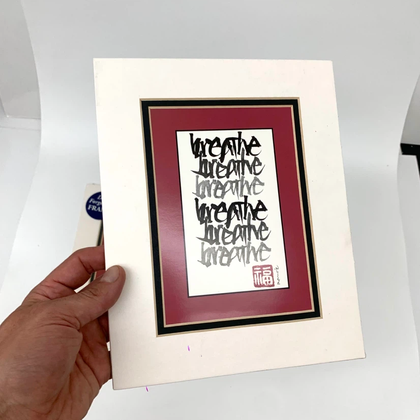 Framed "Breathe" Calligraphy Art Print - photo 3