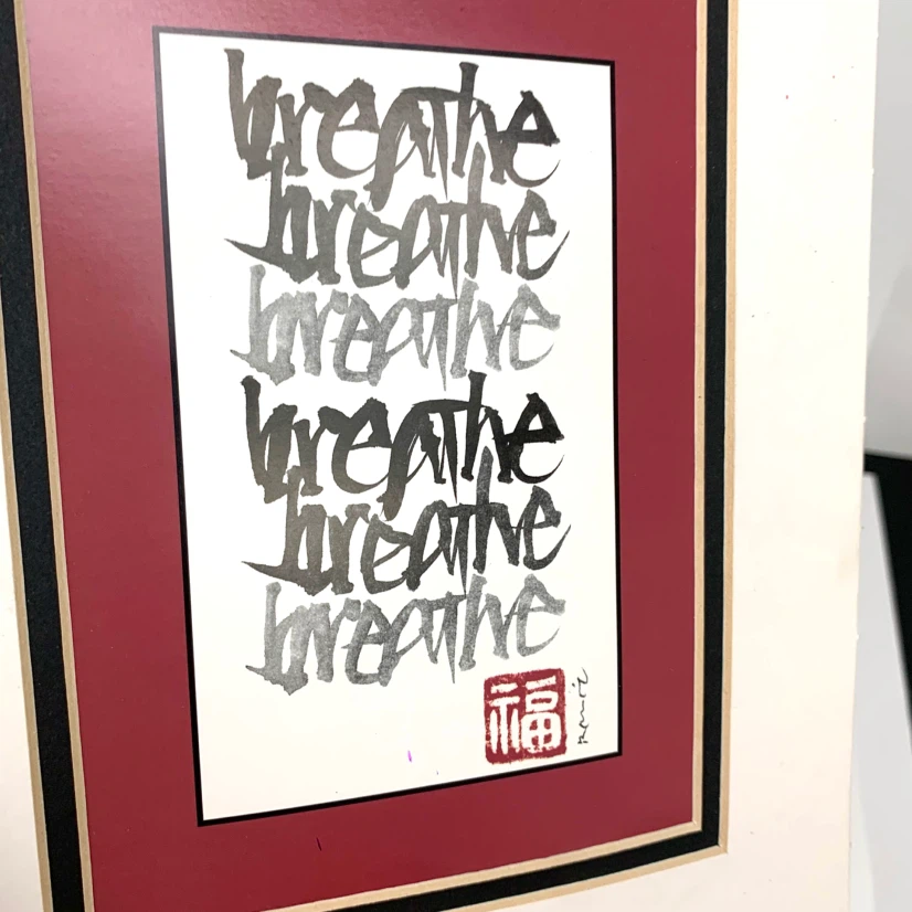 Framed "Breathe" Calligraphy Art Print - photo 5