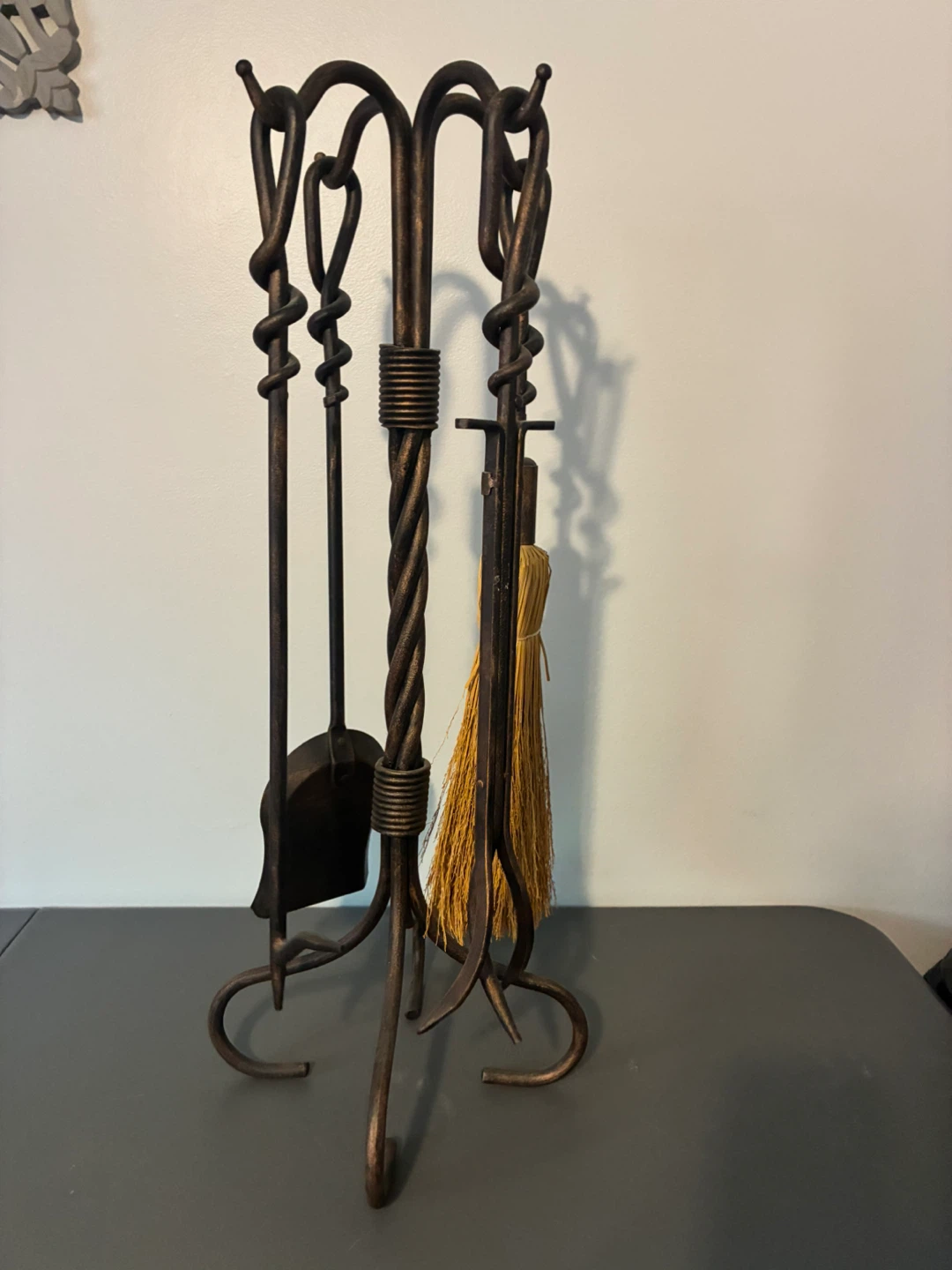 Wrought Iron Fireplace Tool Set with Stand
