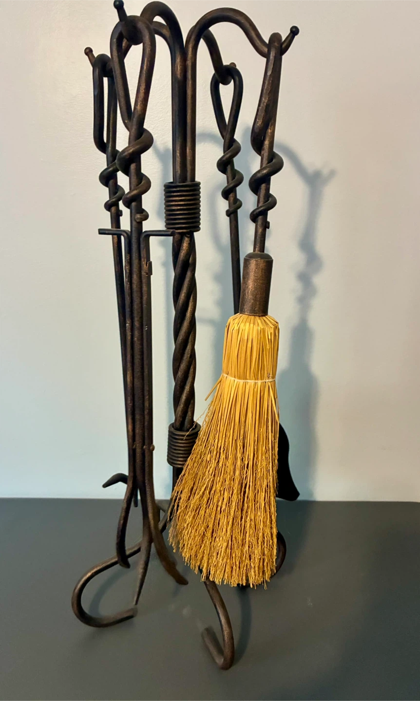 Wrought Iron Fireplace Tool Set with Stand - photo 2