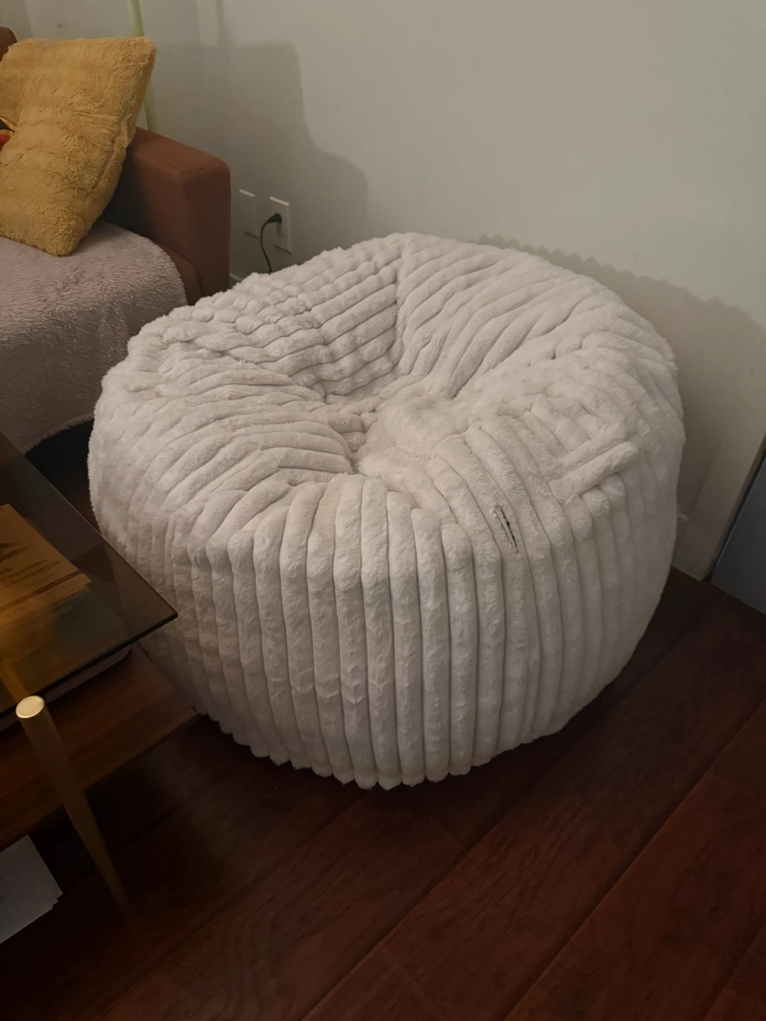 Cream Faux Fur Bean Bag Chair