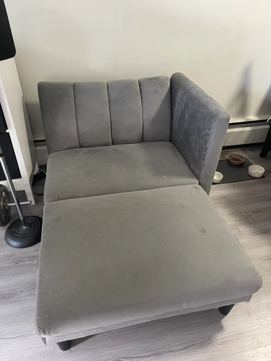 Grey Velvet Sectional Couch/sofa bed - photo 2