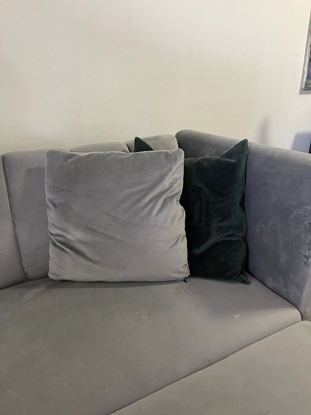 Grey Velvet Sectional Couch/sofa bed - photo 3