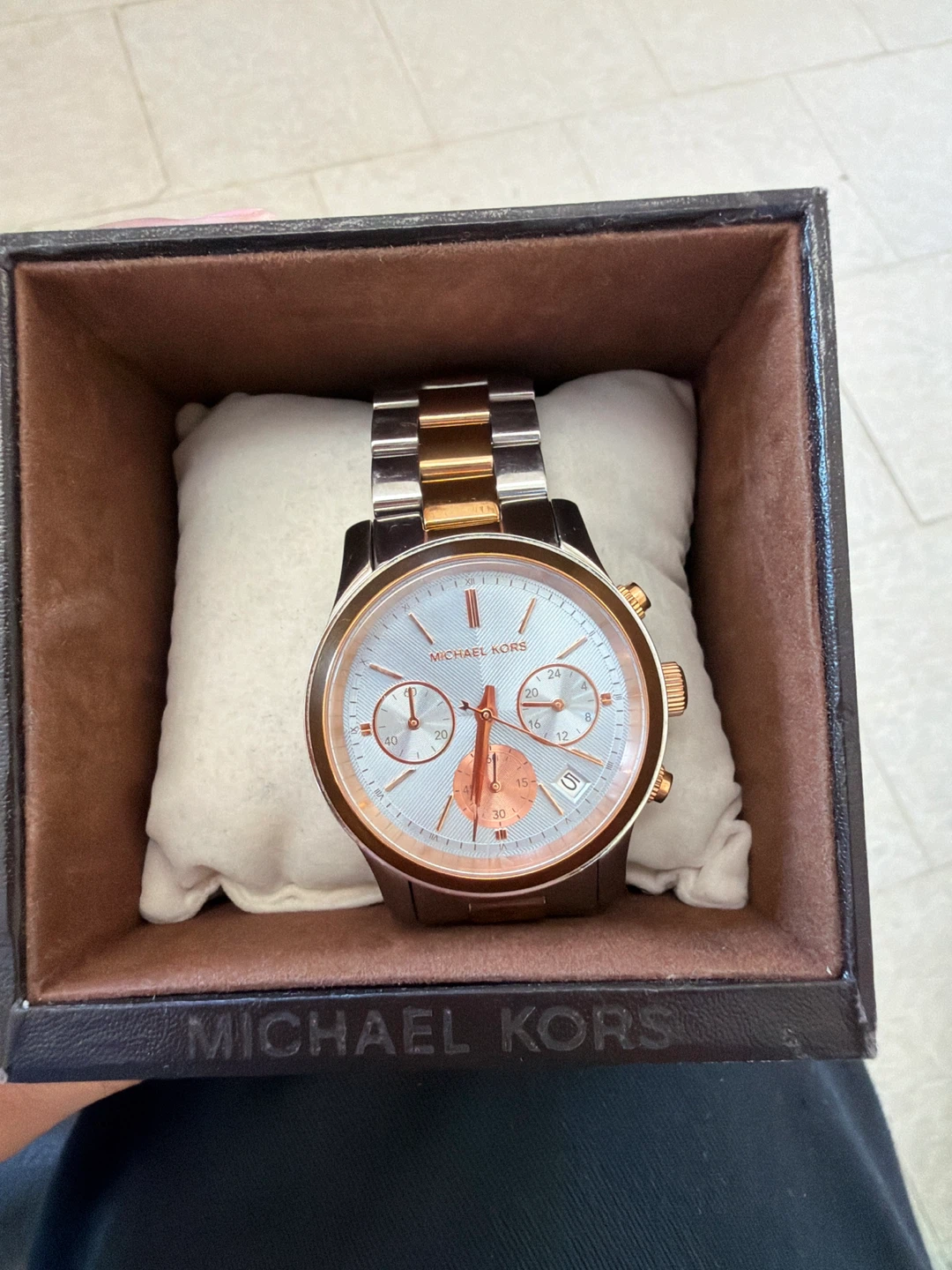 Michael Kors Chronograph Watch - Two-Tone (Silver/Rose Gold)