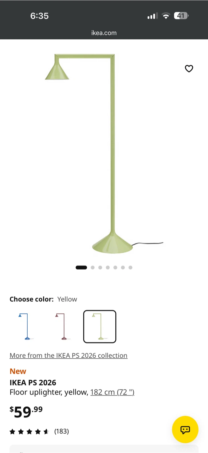 IKEA PS 2026 Floor Uplighter Lamp - Yellow/green