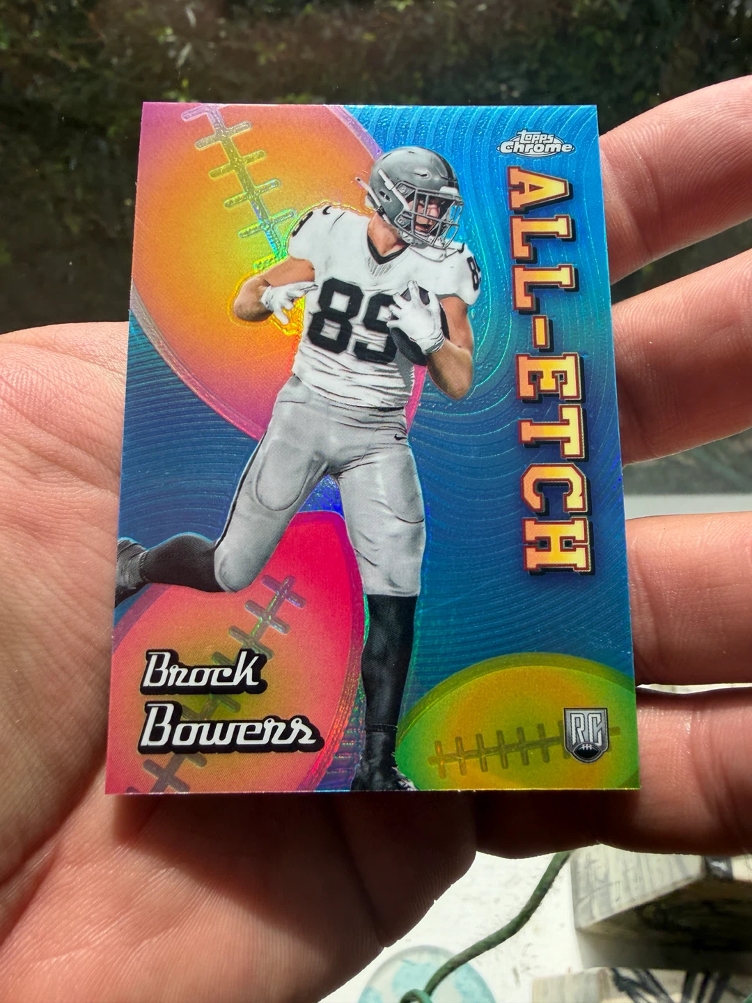Brock Bowers 2024 Topps Chrome All-Etch Refractor Card