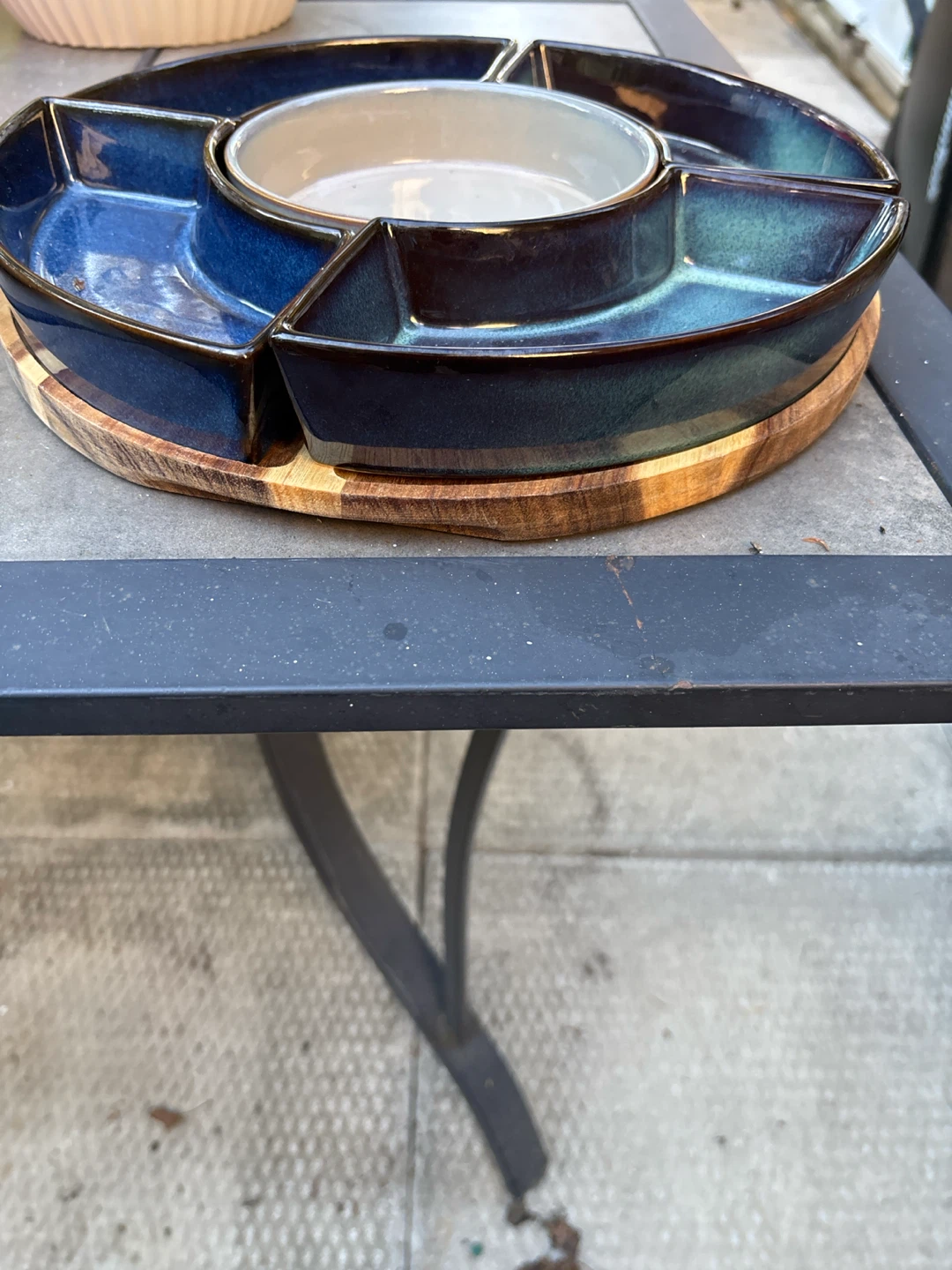Ceramic and Wood Serving Platter Set - photo 2