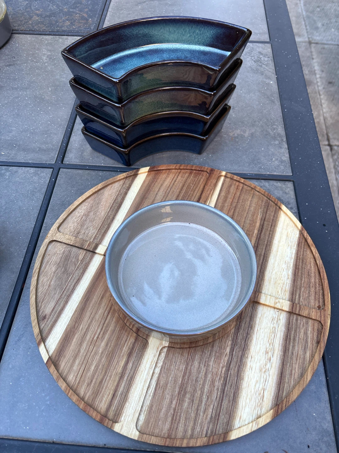 Ceramic and Wood Serving Platter Set - photo 3