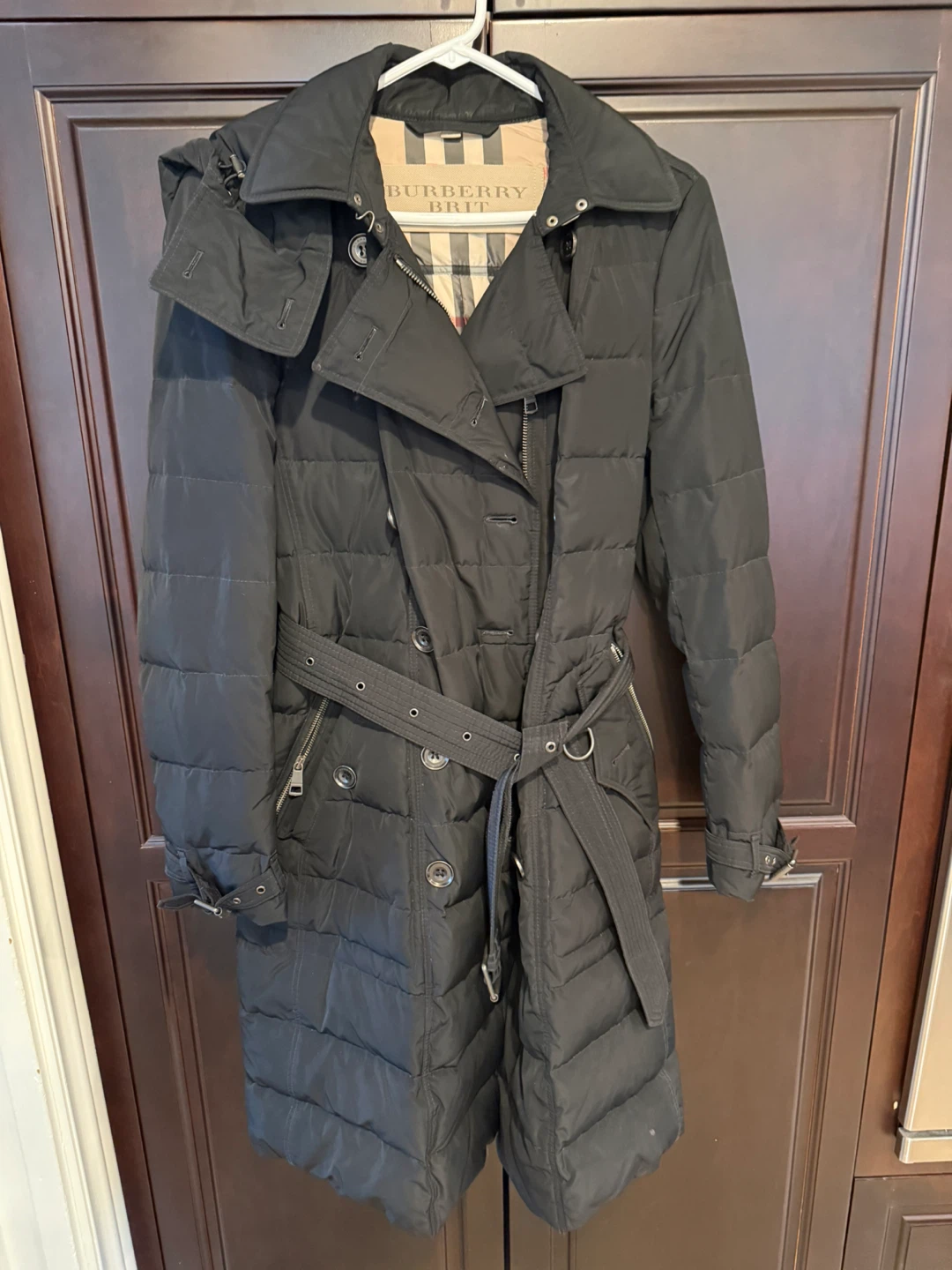 Burberry Brit Black Quilted Down Trench Coat
