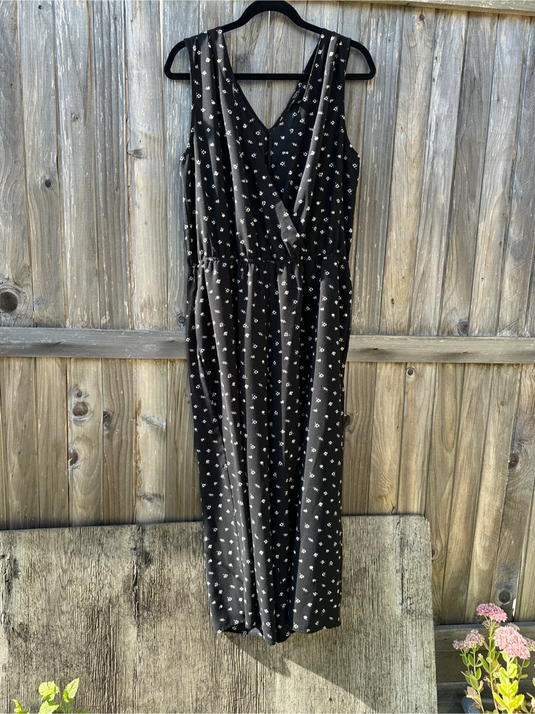 RW&CO. Black Floral Jumpsuit