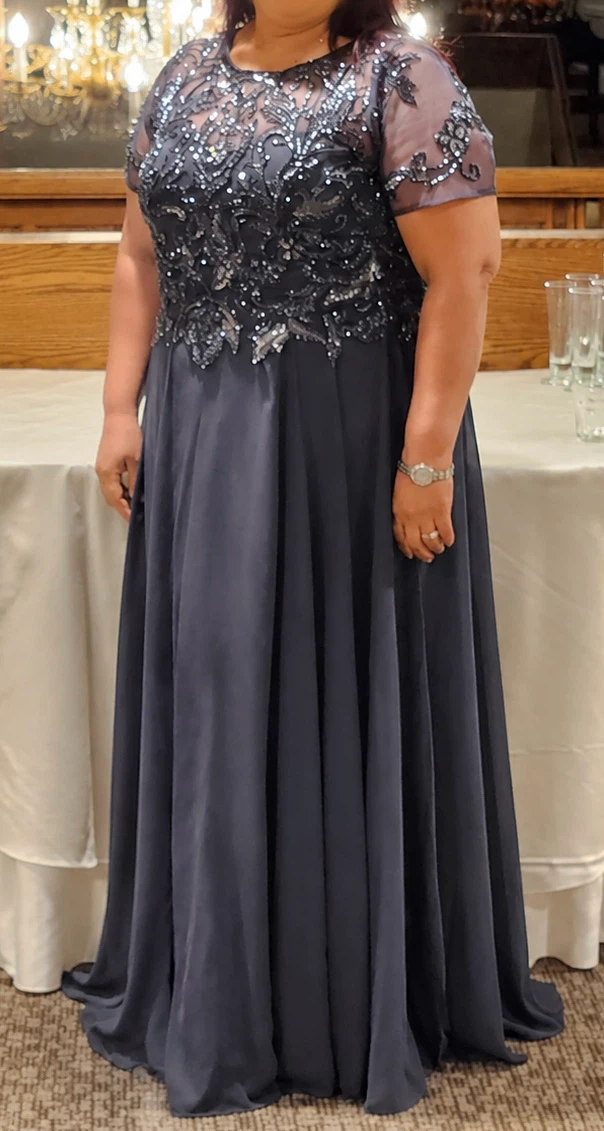Dark Gray Sequin Formal Evening Gown