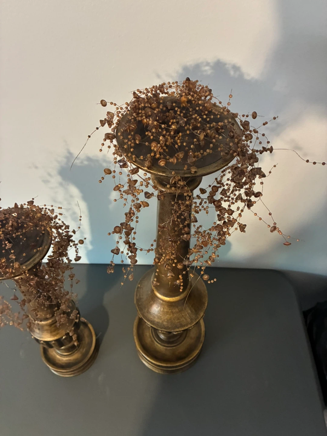 Set of 2 Gold Candlesticks with bead Accents - photo 3