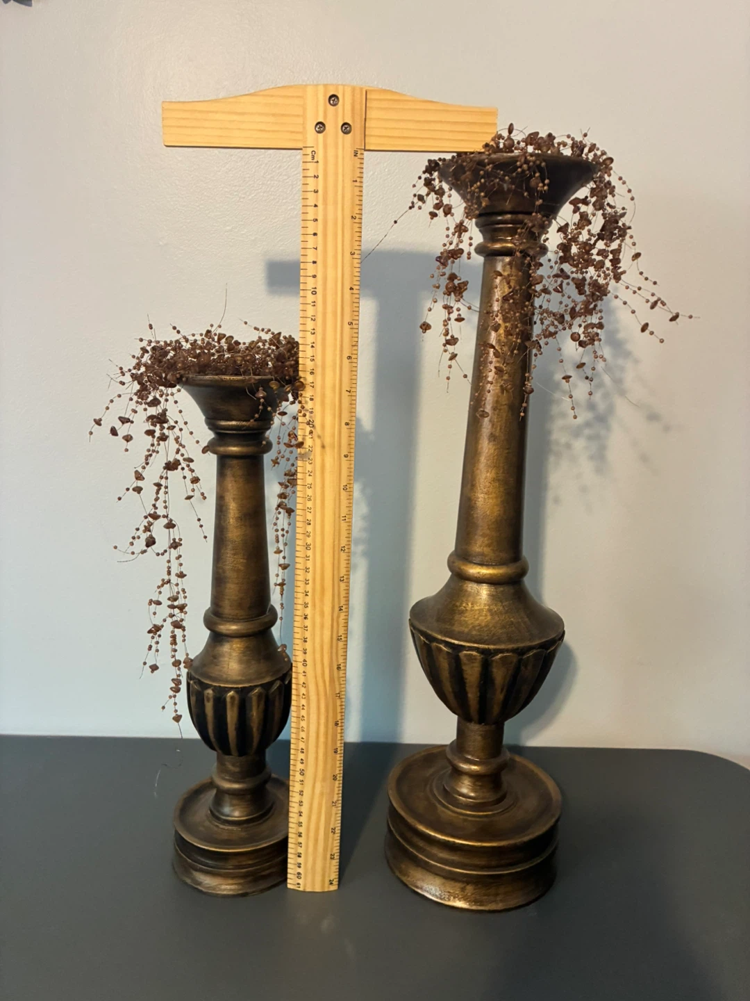Set of 2 Gold Candlesticks with bead Accents - photo 5