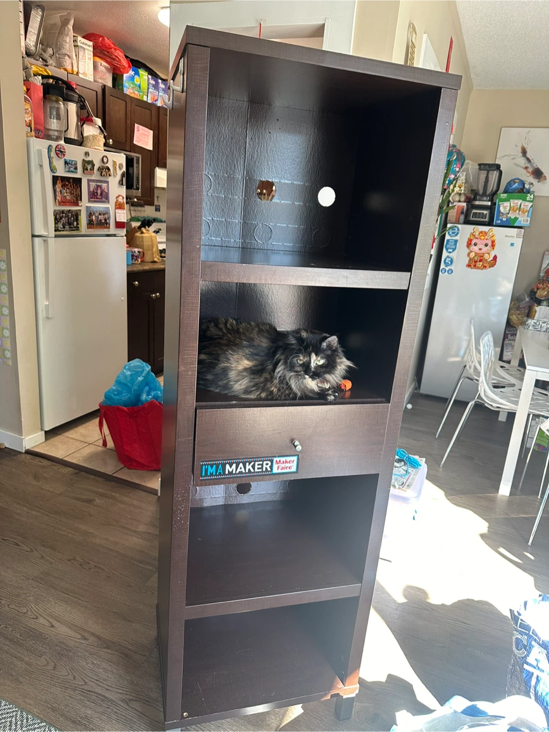 Tall Dark Brown Storage Shelving Unit