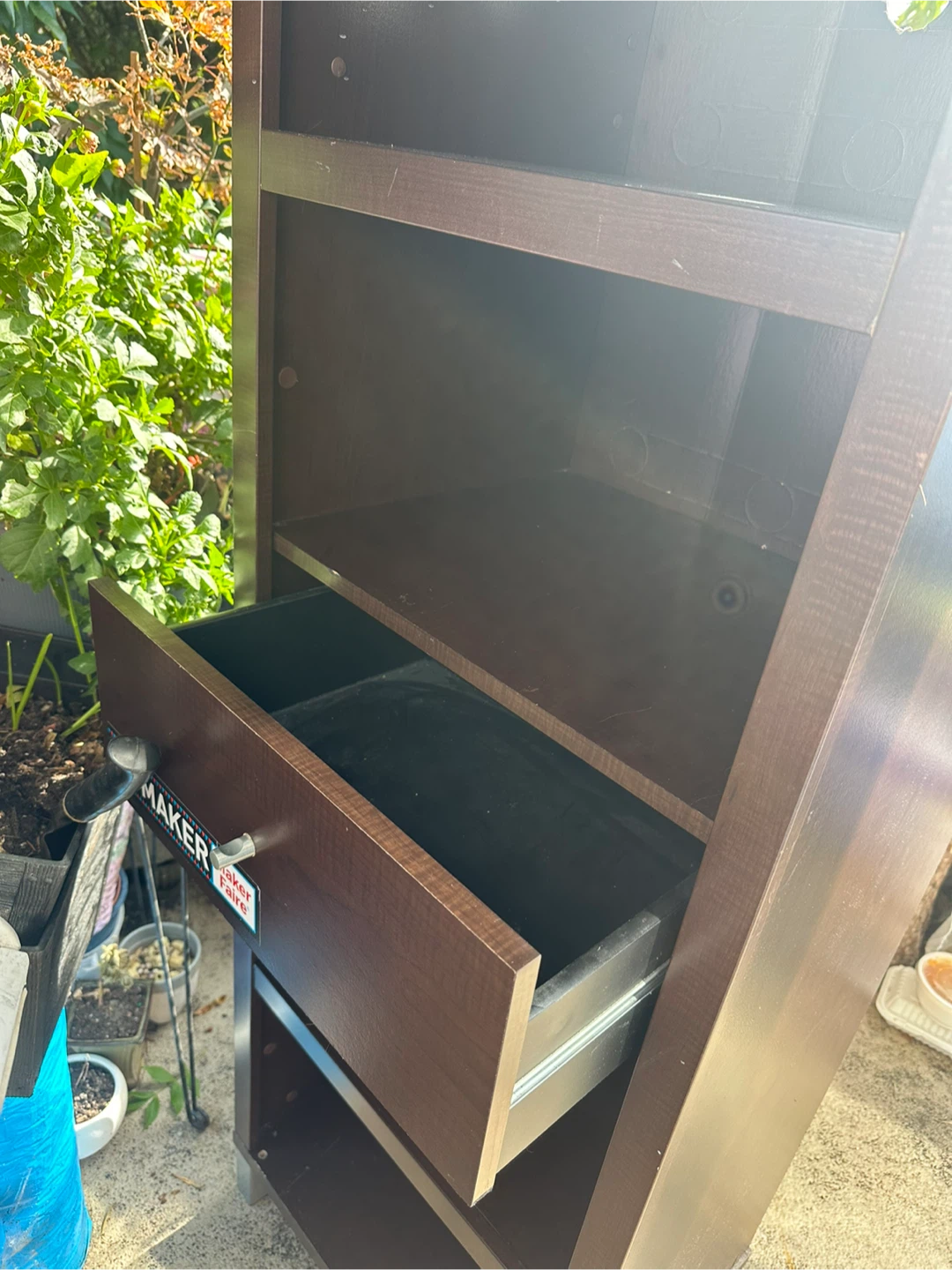 Tall Dark Brown Storage Shelving Unit - photo 2
