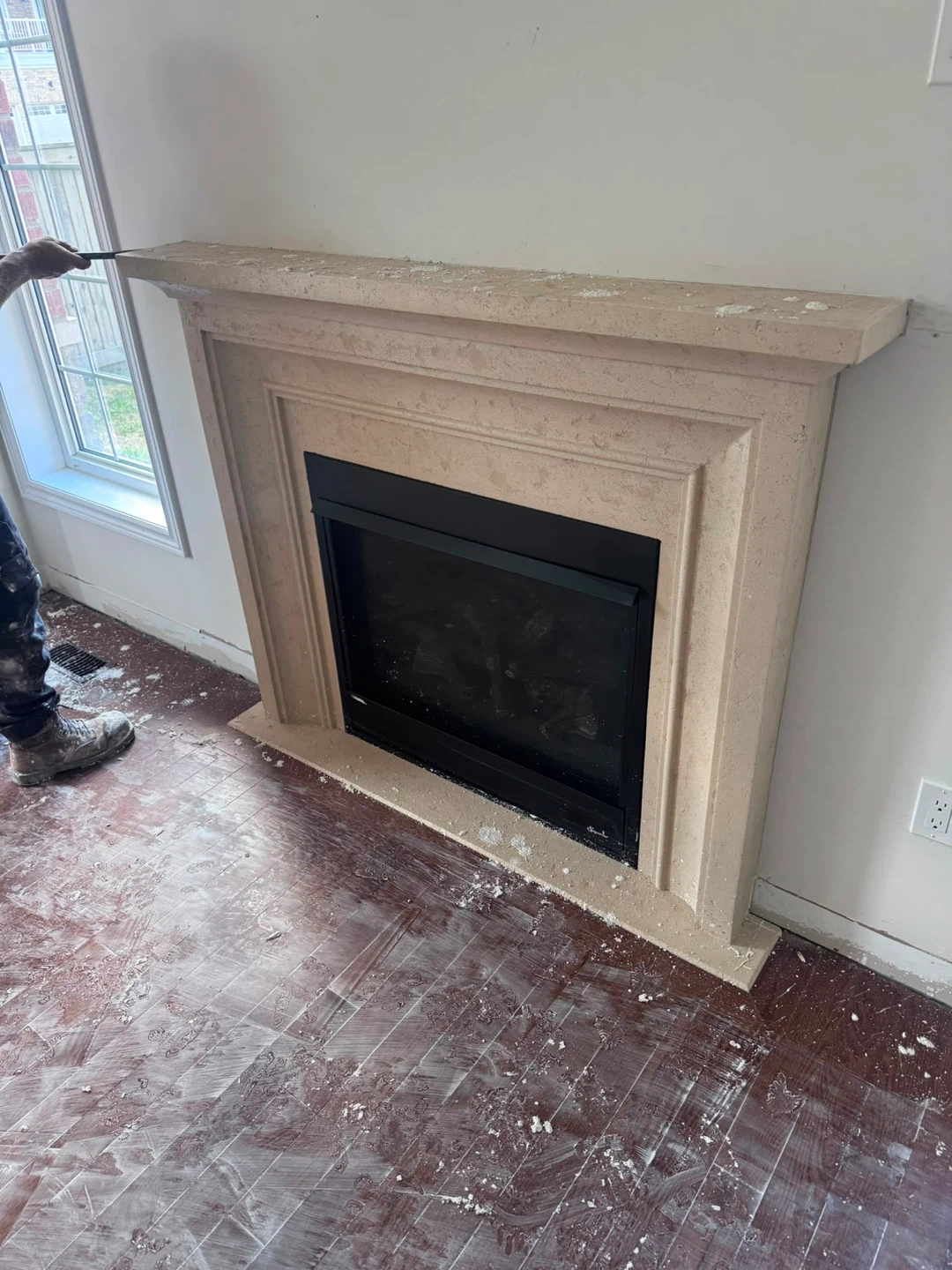 Natural Stone Fireplace Mantle and Gas Fireplace Cover - photo 2
