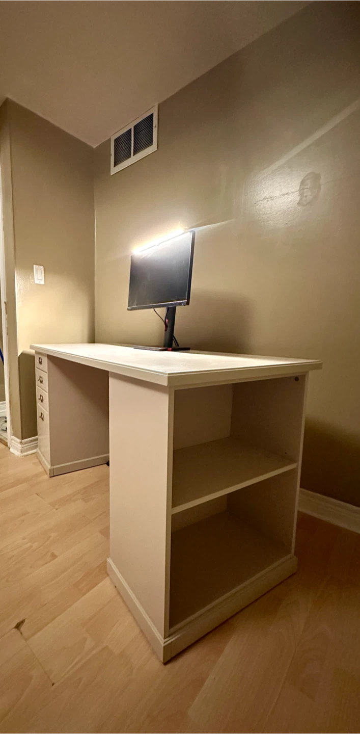Ikea White Office Desk with Drawers and Shelving - photo 2