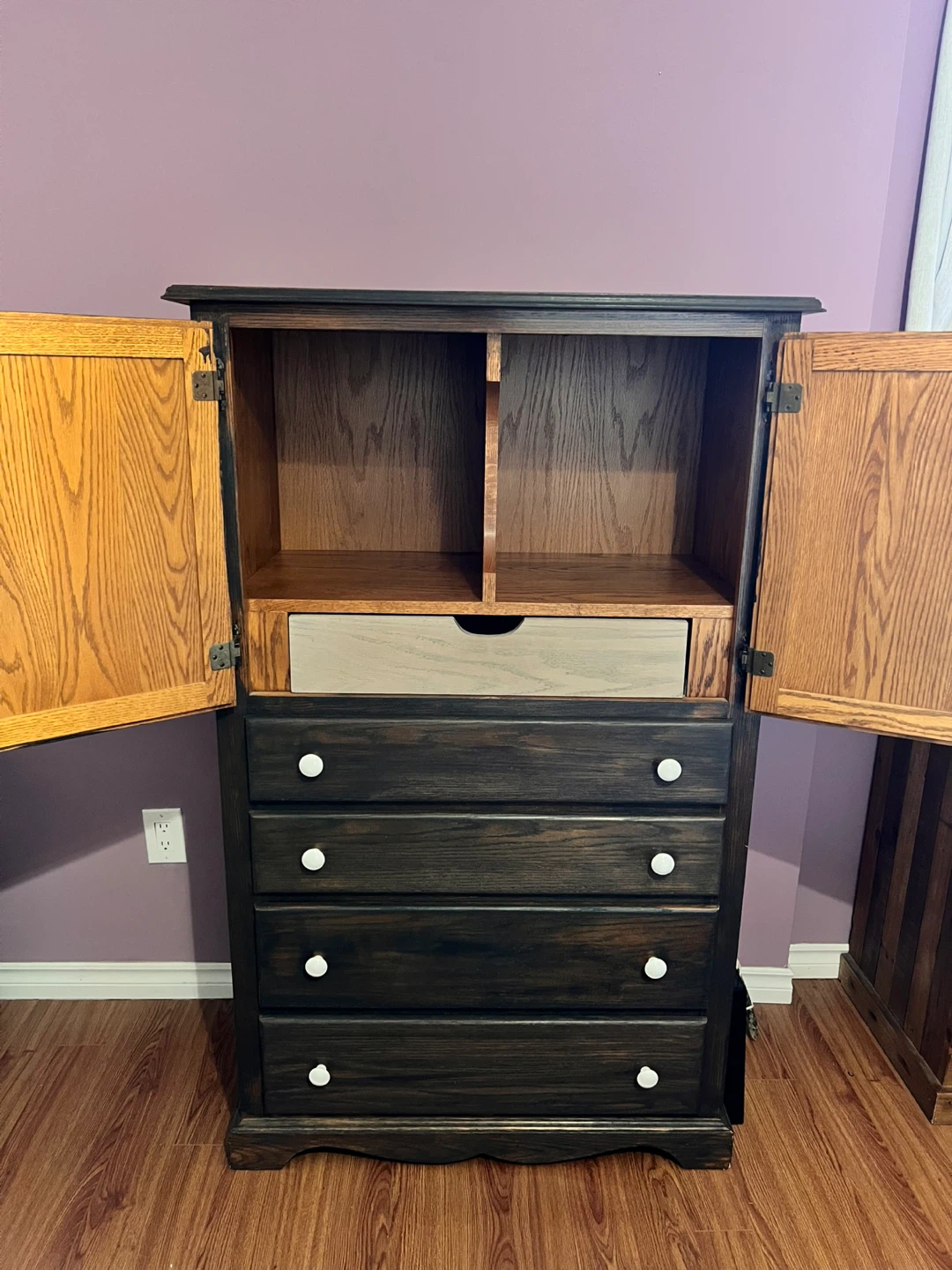 Vintage Tall Boy Oak Dresser - photo 2