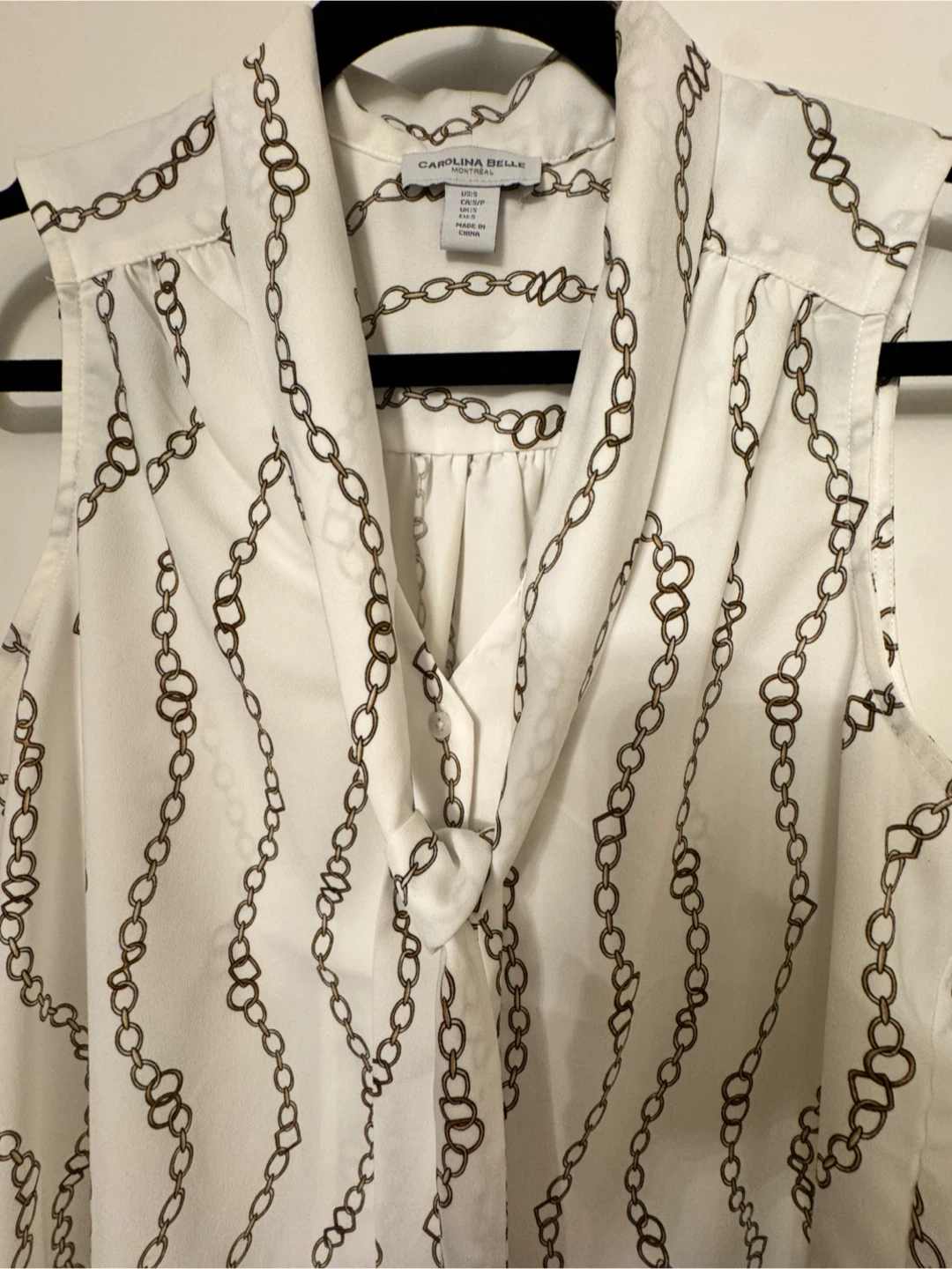 Carolina Belle Chain Print Tie-Neck Blouse – Small - photo 3