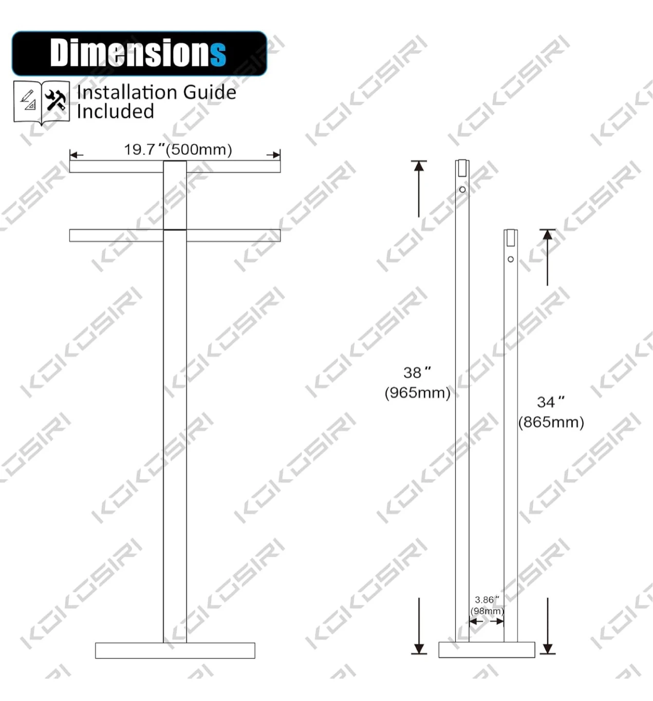 KOKOSIRI Bathroom Towel Rack 2-Tier Standing Towel Bar - New - photo 2