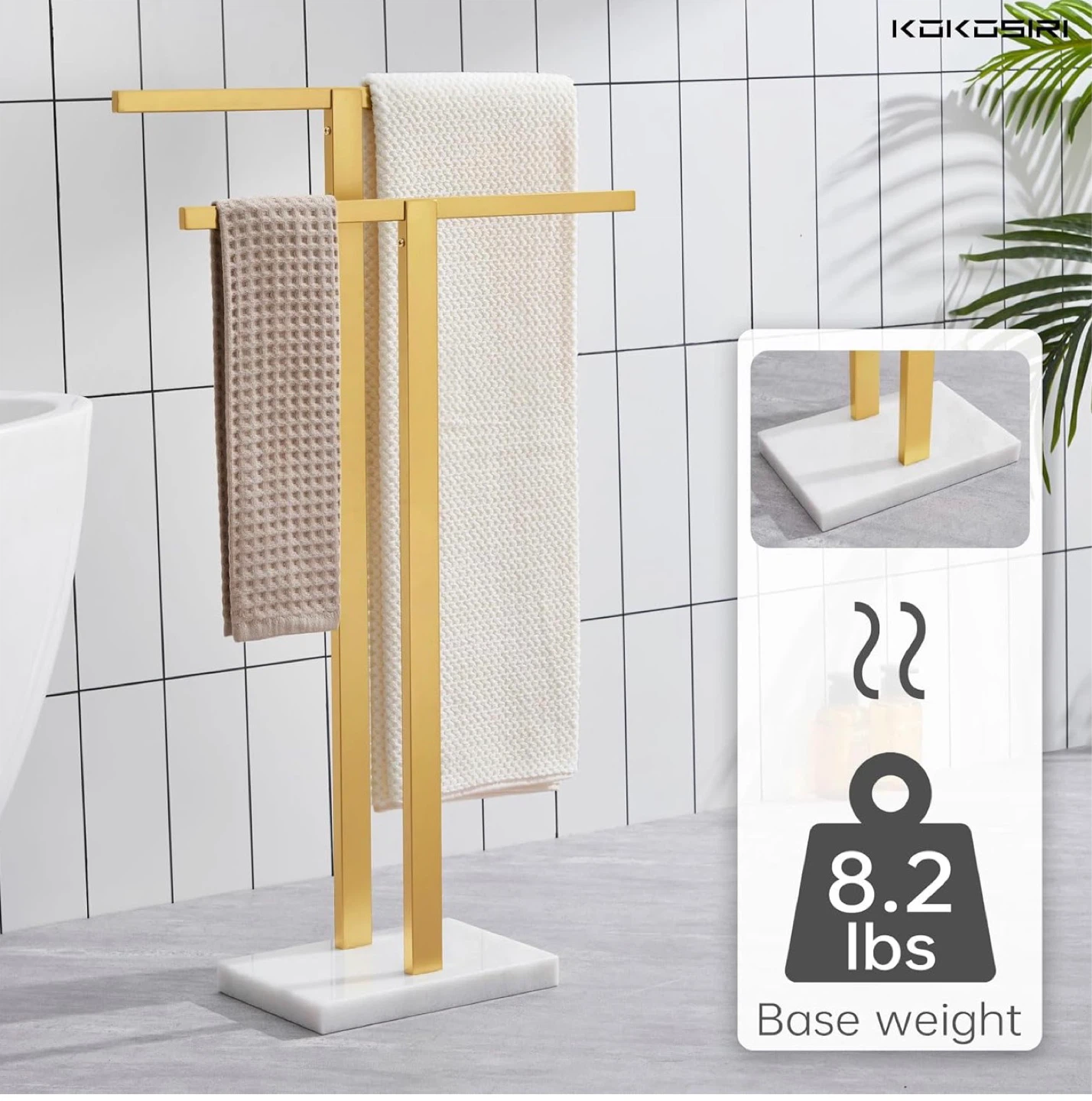KOKOSIRI Bathroom Towel Rack 2-Tier Standing Towel Bar - New - photo 3