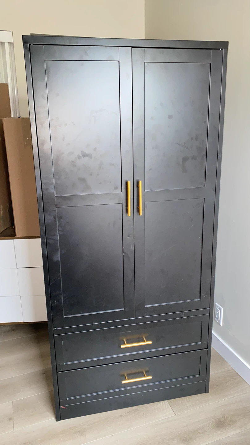 Black Wardrobe with Two Drawers