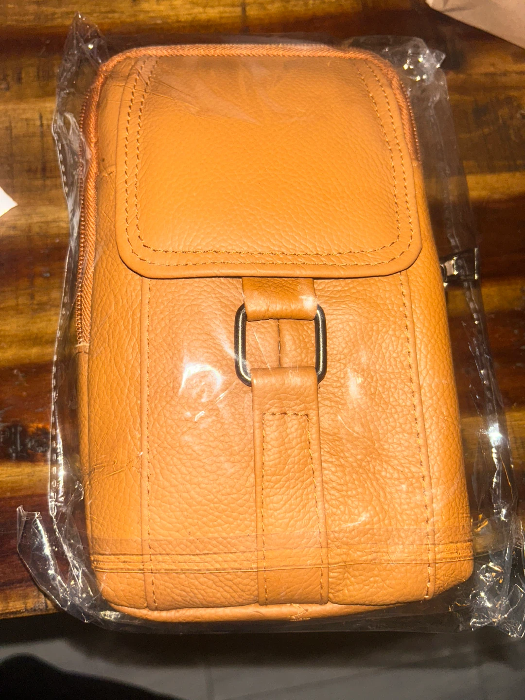 Light Brown Leather-Style Belt Pouch