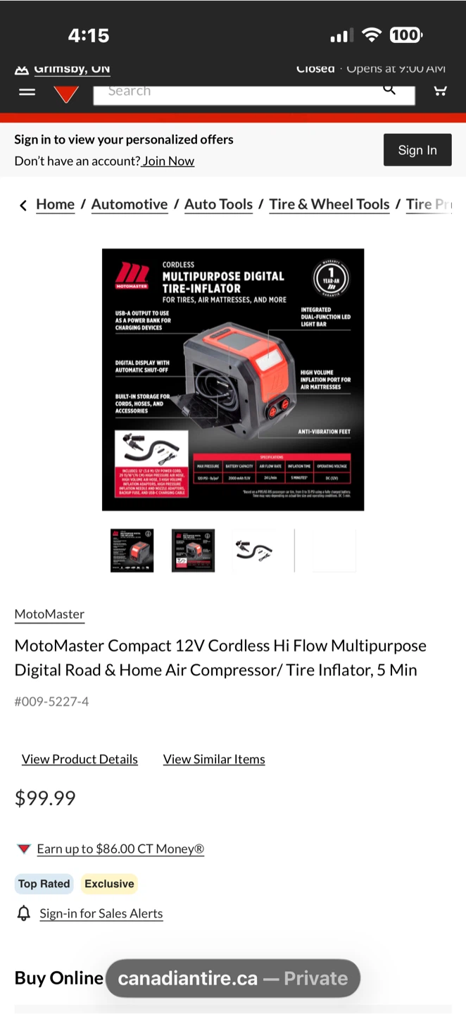 MotoMaster Compact 12V Cordless Air Compressor/Tire Inflator - photo 3