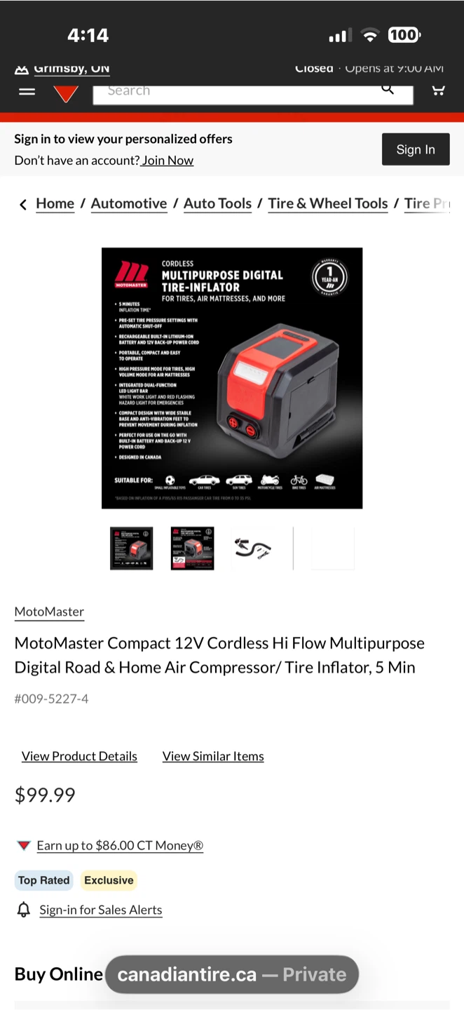 MotoMaster Compact 12V Cordless Air Compressor/Tire Inflator - photo 4