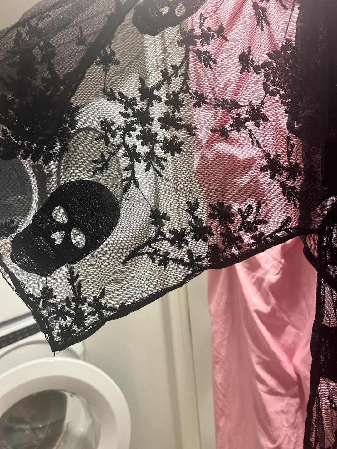 Black Lace Kimono with Skull and Floral Design - photo 2