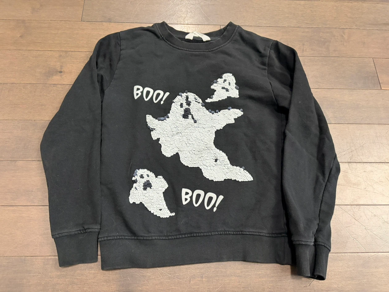 SZ 8/10 H&M kids Halloween Ghost Sequin Sweatshirt