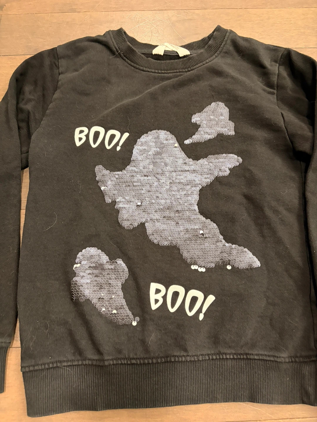 SZ 8/10 H&M kids Halloween Ghost Sequin Sweatshirt - photo 2