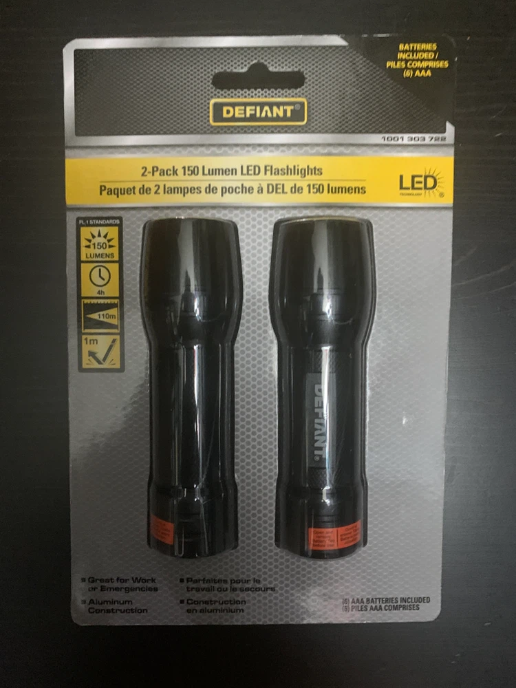 Defiant 2-Pack 150 Lumen LED Flashlights