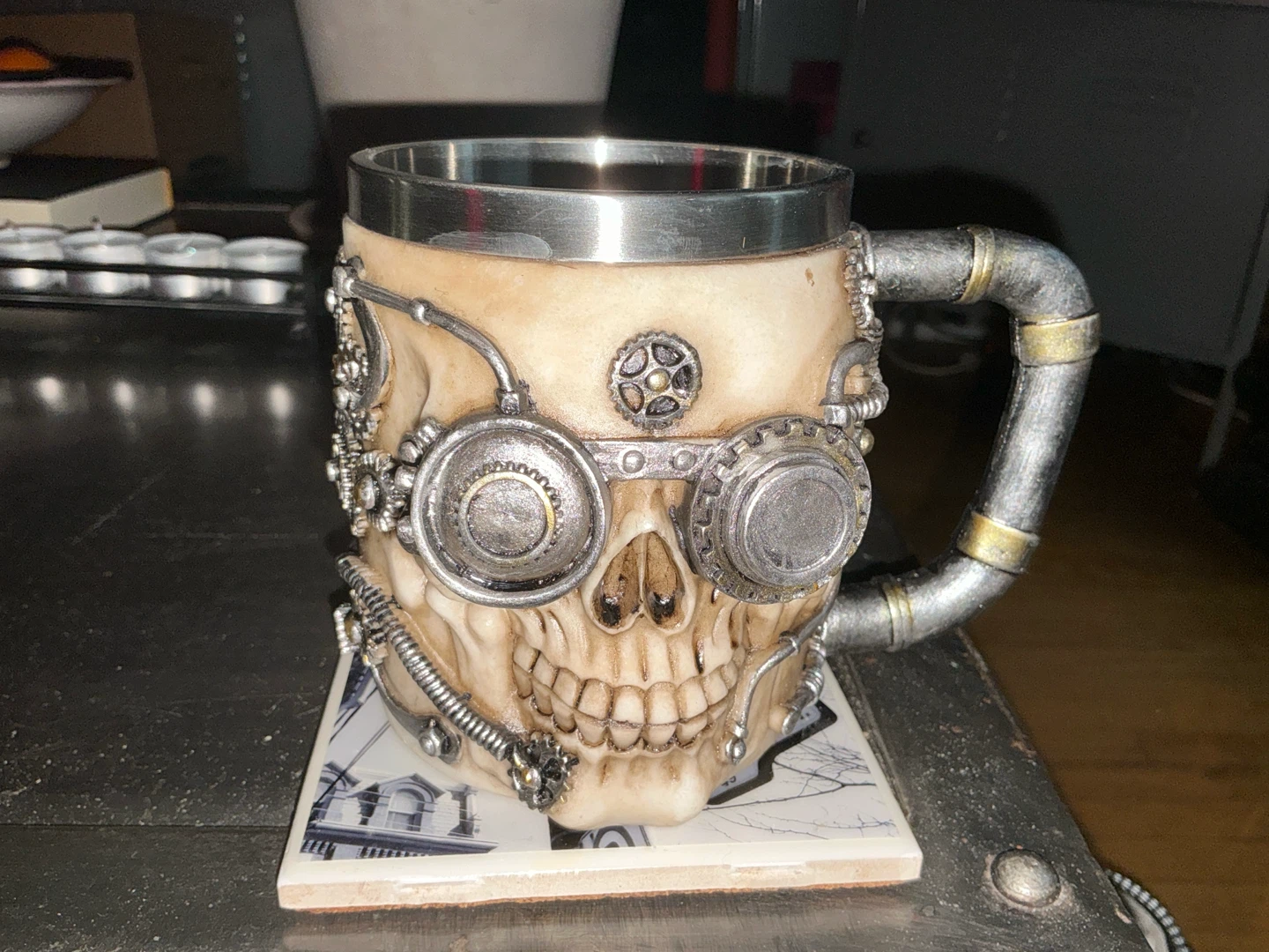 1 pint Intricate Steampunk Skull Mug