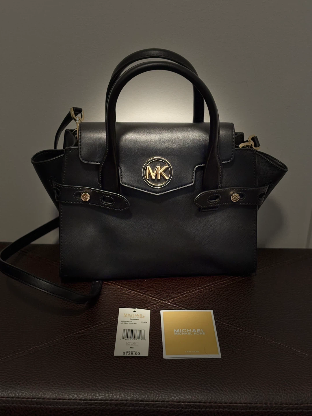 Michael Kors Black Carmen N/S Leather Satchel Bag NEW!!