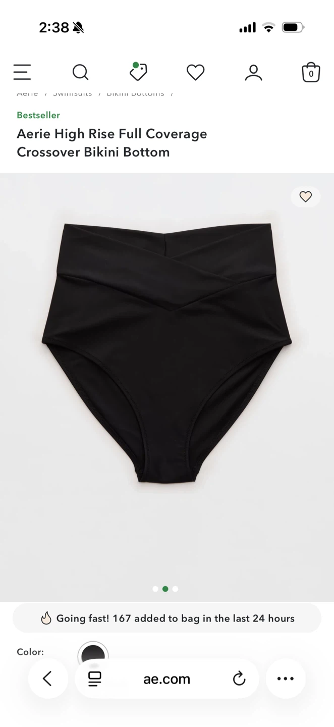 Aerie High Rise Full Coverage Crossover Bikini Bottom - Size XL - photo 2