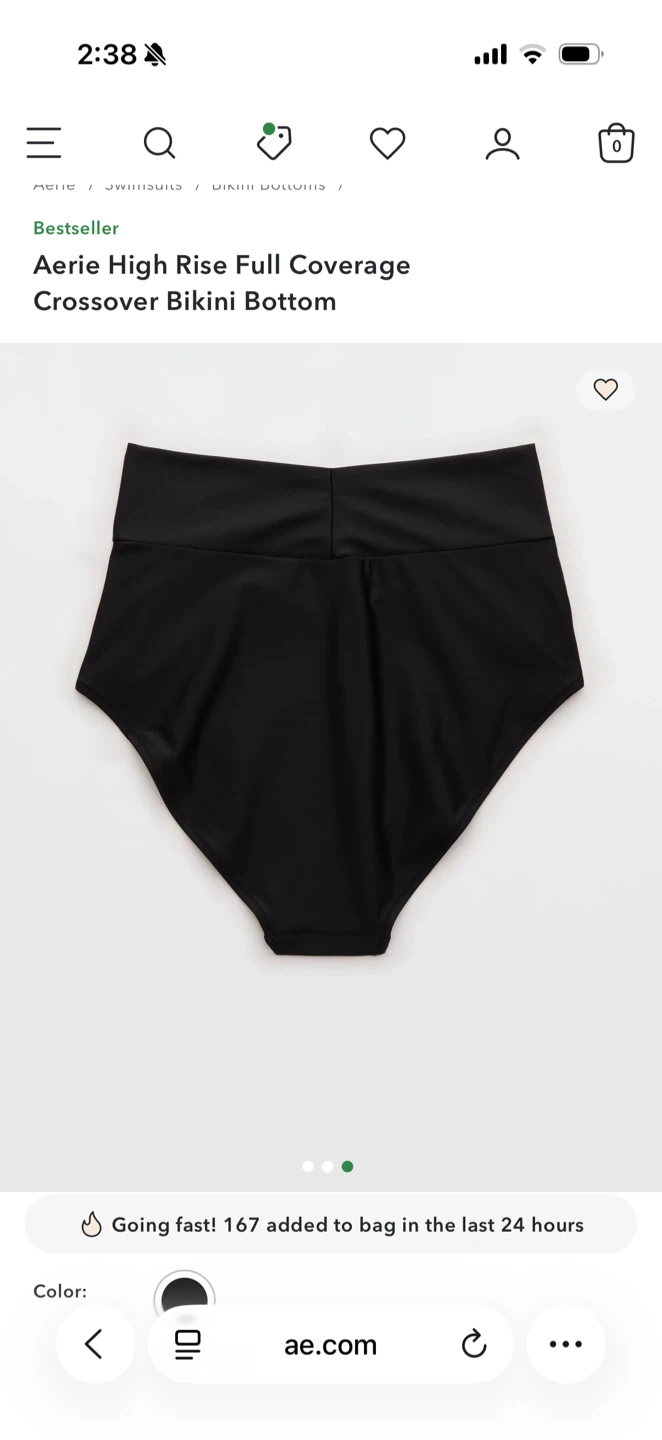 Aerie High Rise Full Coverage Crossover Bikini Bottom - Size XL - photo 3