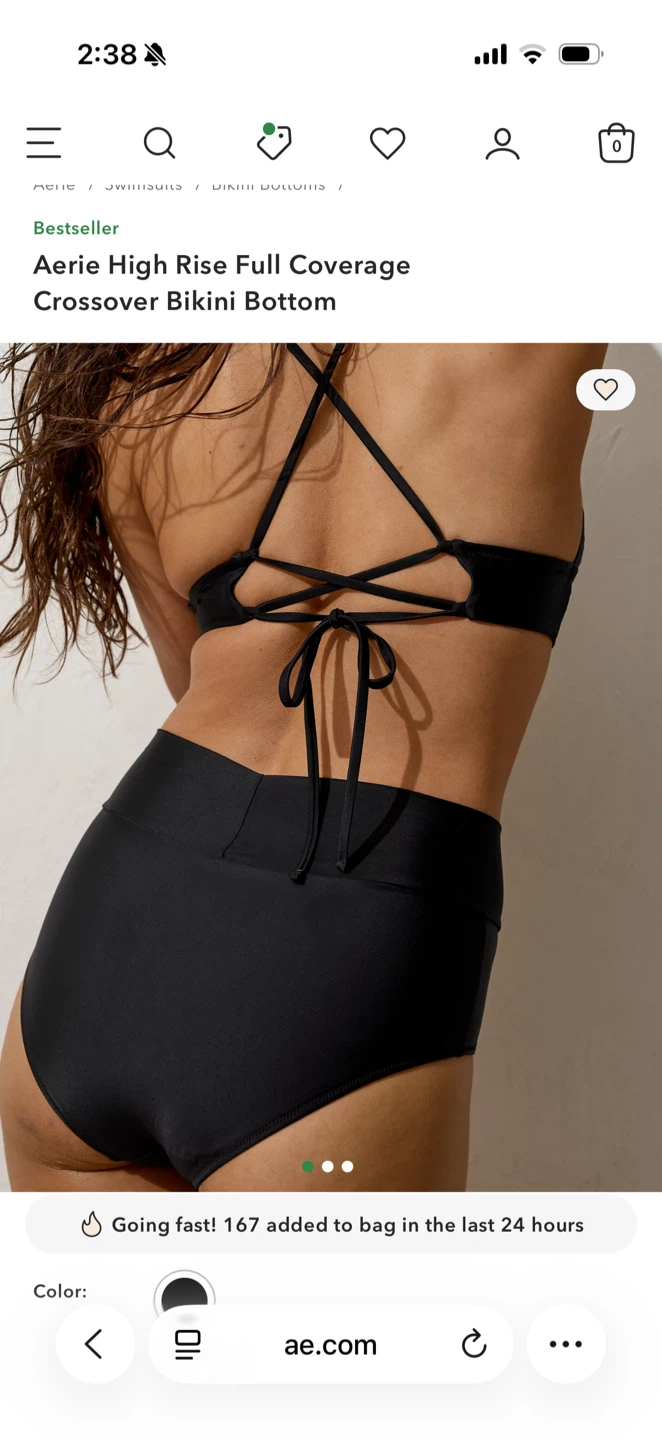 Aerie High Rise Full Coverage Crossover Bikini Bottom - Size XL - photo 4