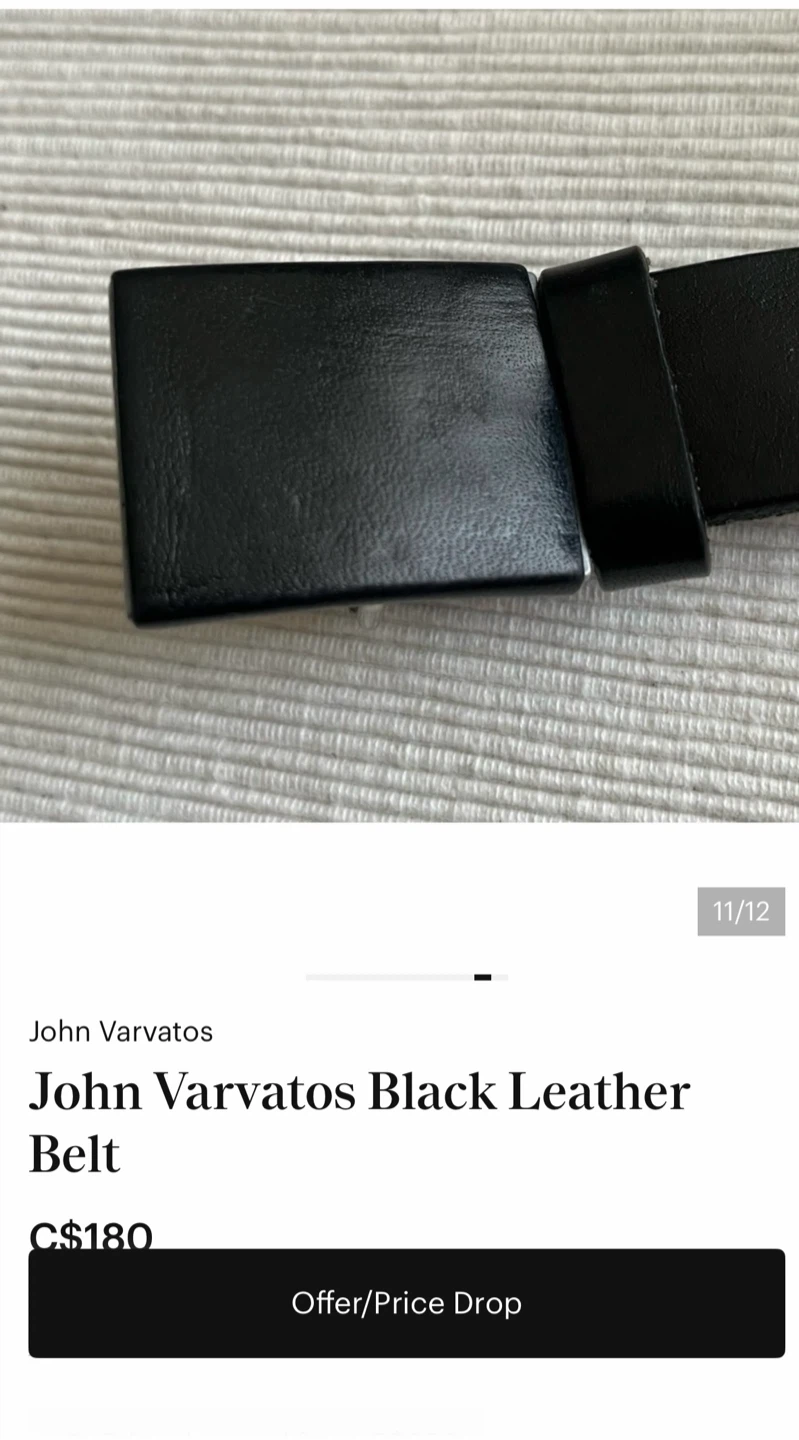 John Varvatos Black Leather Belt