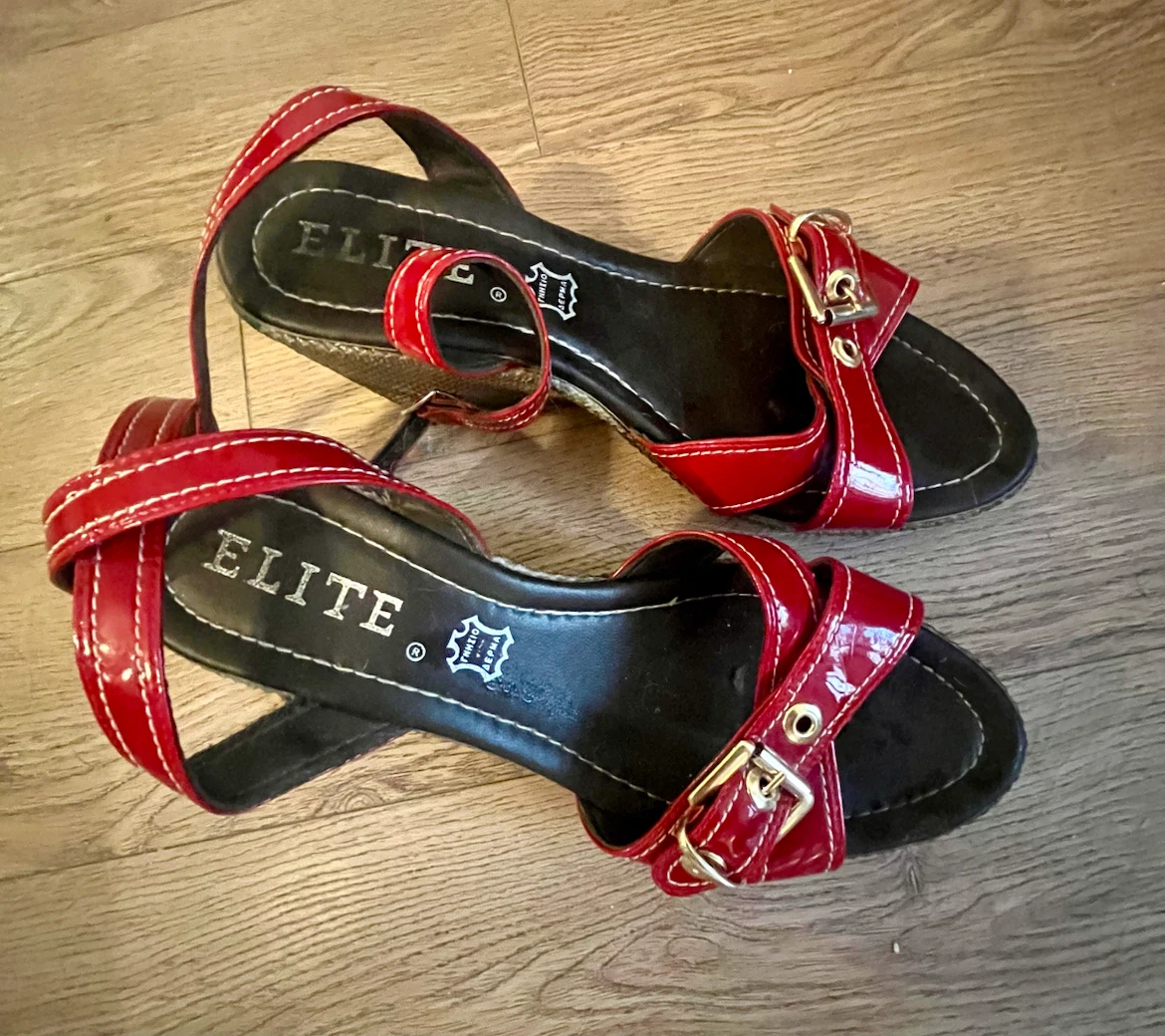 Elite Red Patent Leather Wedge Sandals