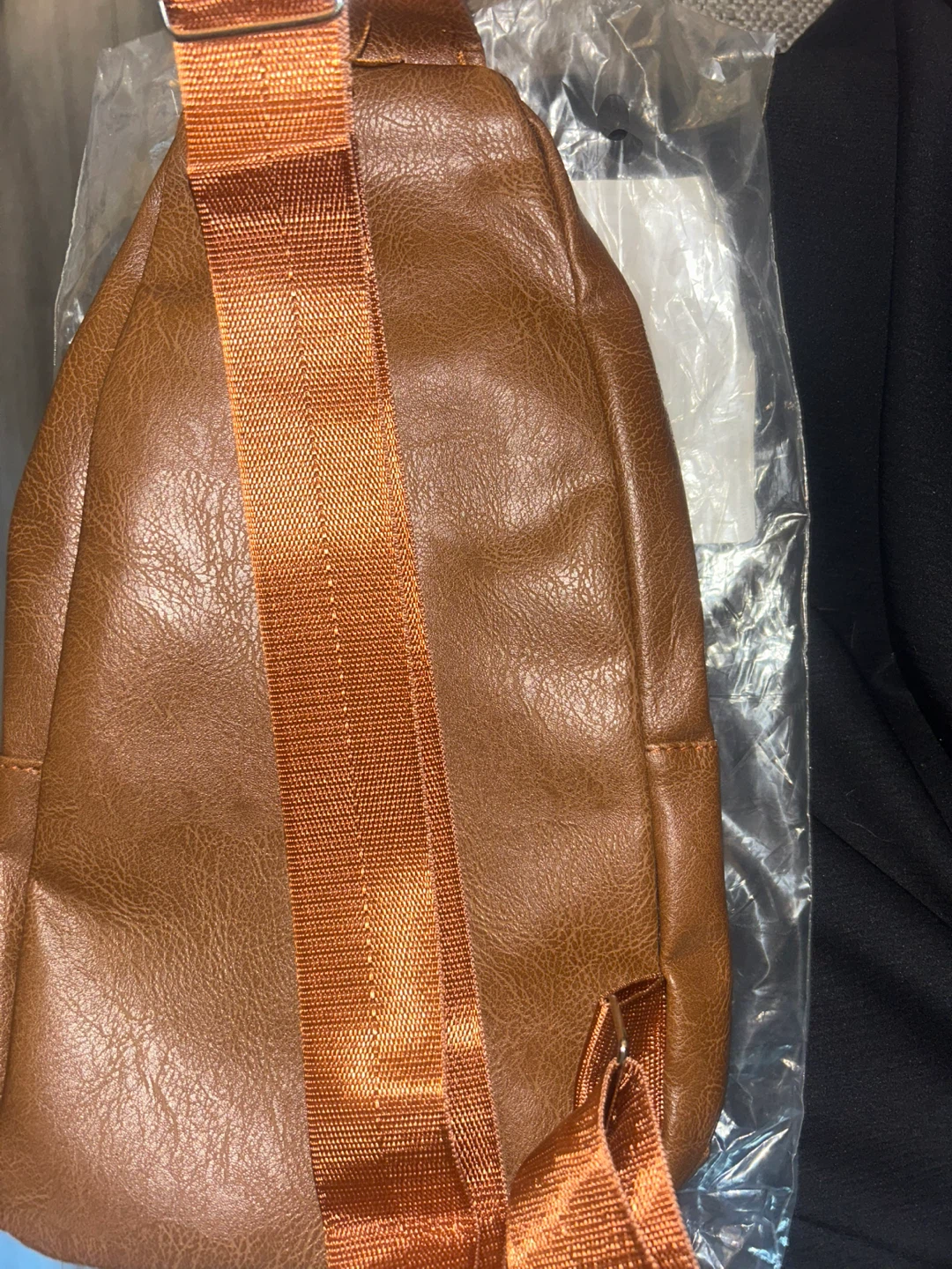 Brown Faux Leather Sling Bag - photo 3