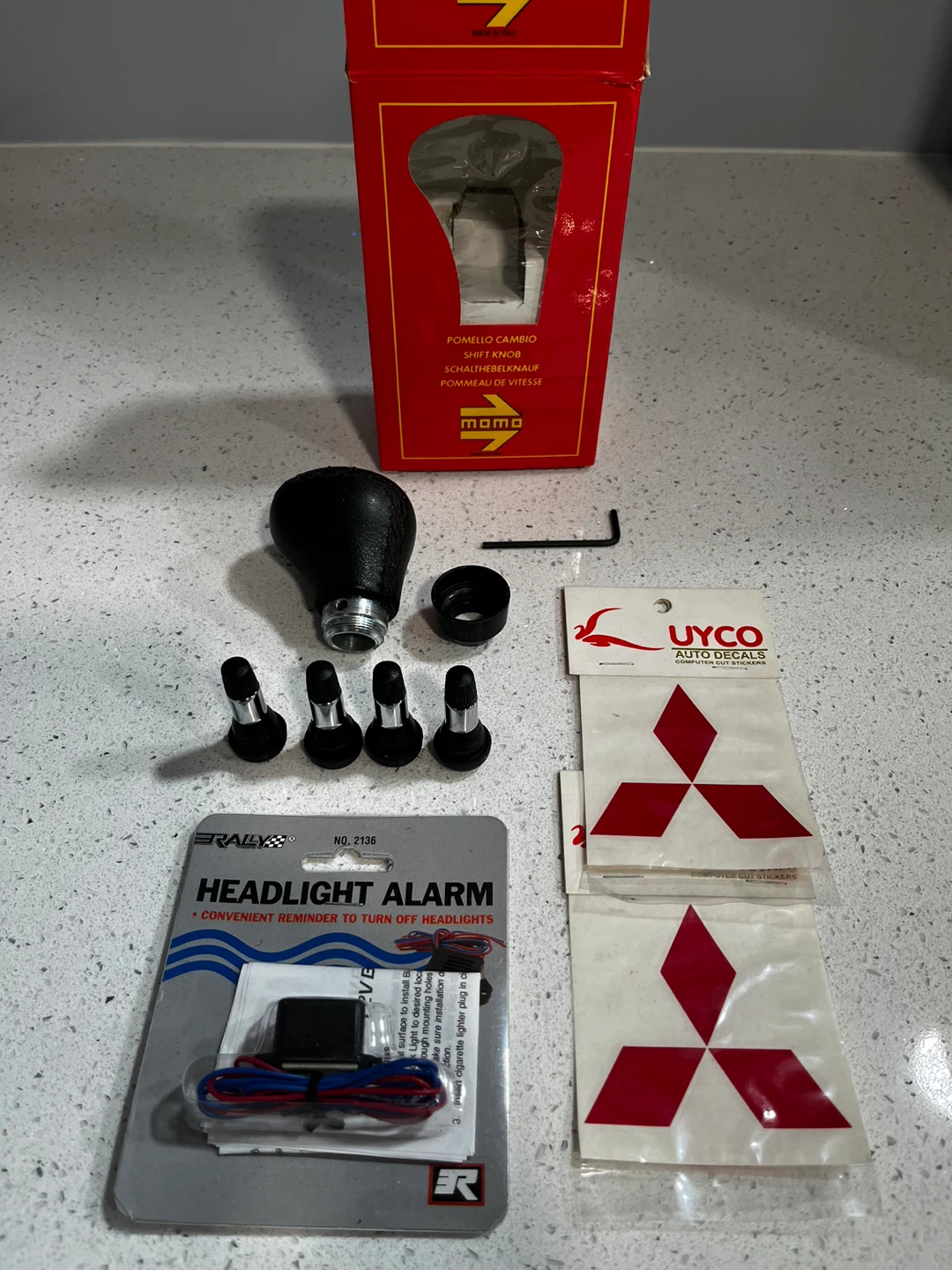 Momo Shift Knob & Rally Headlight Alarm with Mitsubishi Decals