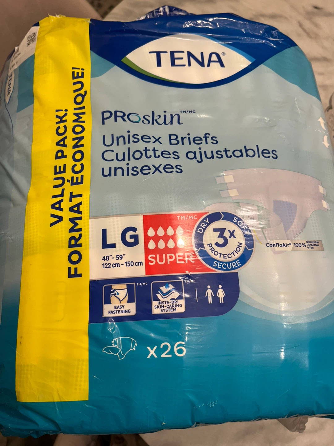 TENA Proskin Unisex Briefs - Size LG - 26 Count